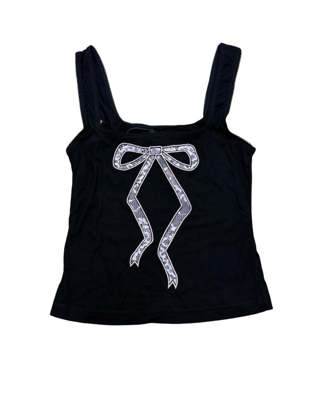I.AM.GIA “X-Rated” Ribbed Bow Tank Top Black